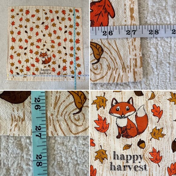 Fall Fox Kitchen Towel 27in Happy Harvest Cotton Autumn Leaves - Picture 2 of 6